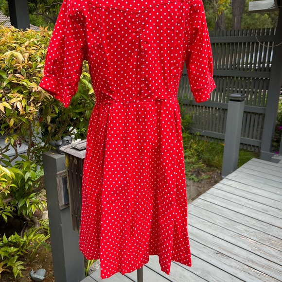 Red & White Polka♥️ Dot Vtg. Cotton Dress by Mary Mary - Picture 3 of 6